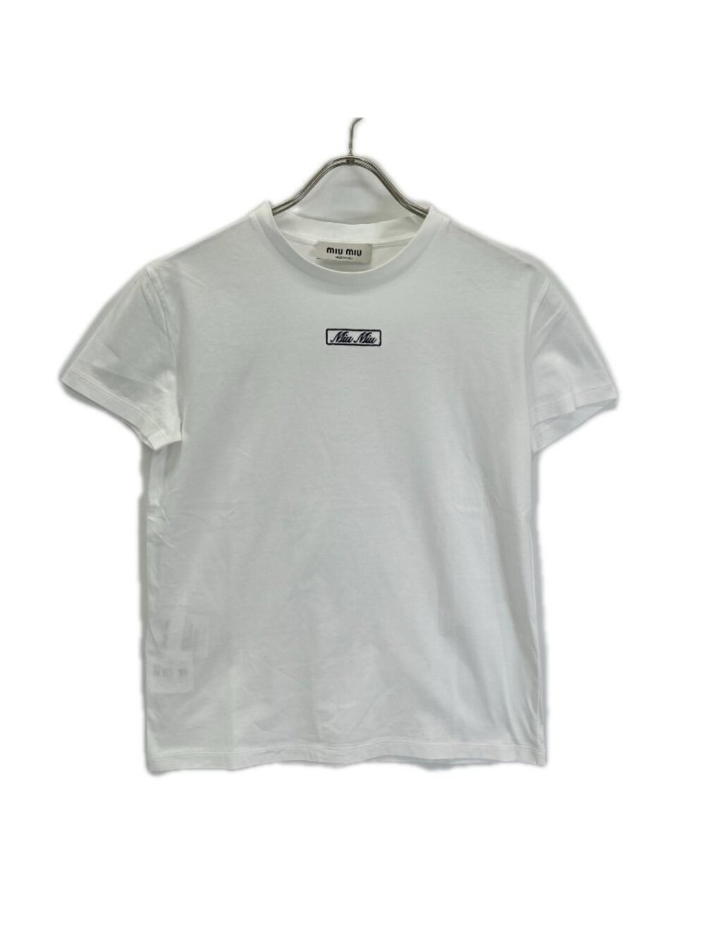 Miu Miu White Logo Embroidery Cotton Jersey T-Shirt - Picture 1 of 10